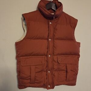 Vintage REI Down Puffer Vest Large Red Snap Button Pocketed